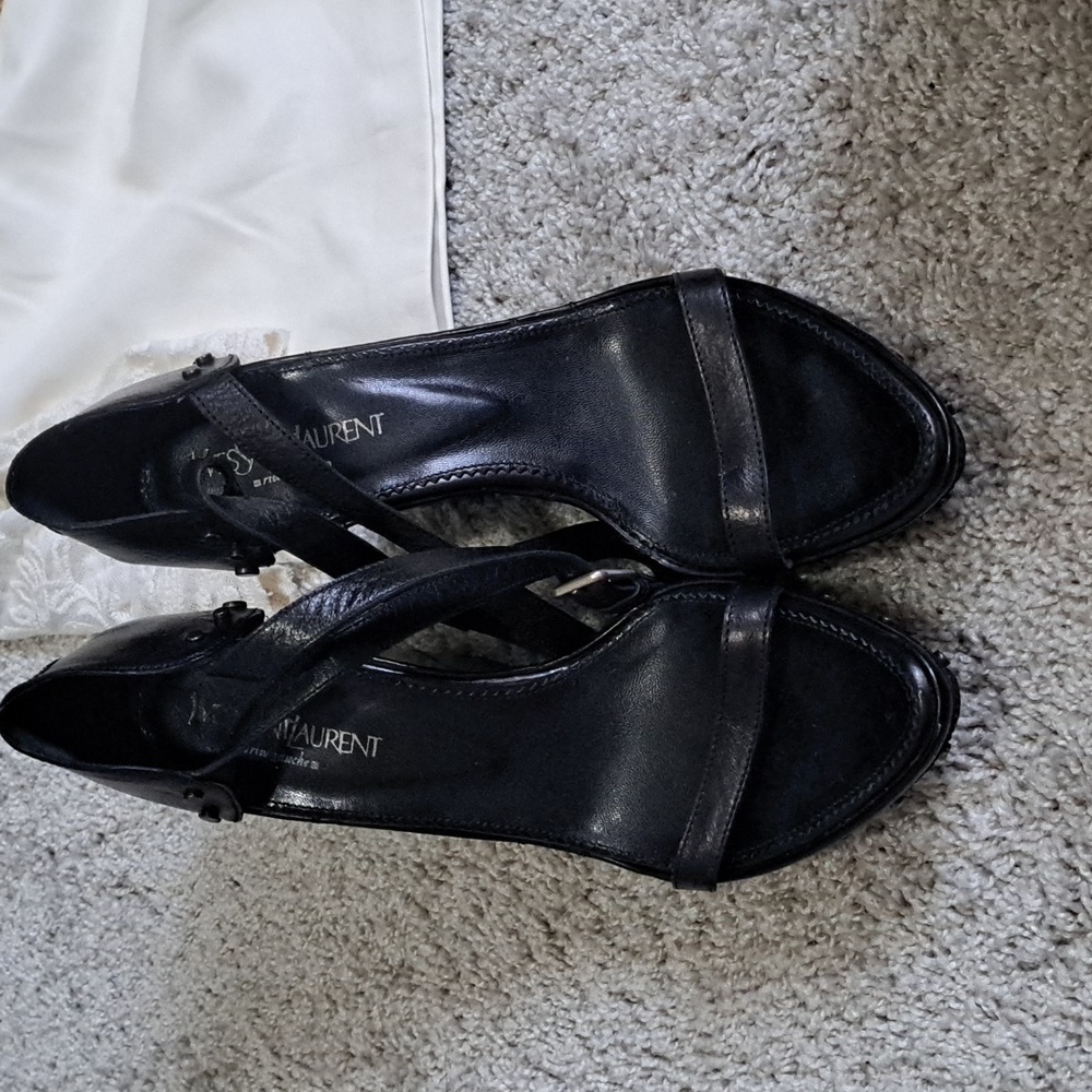 YSL.  Saint Laurent Women's Black Strappy Heels